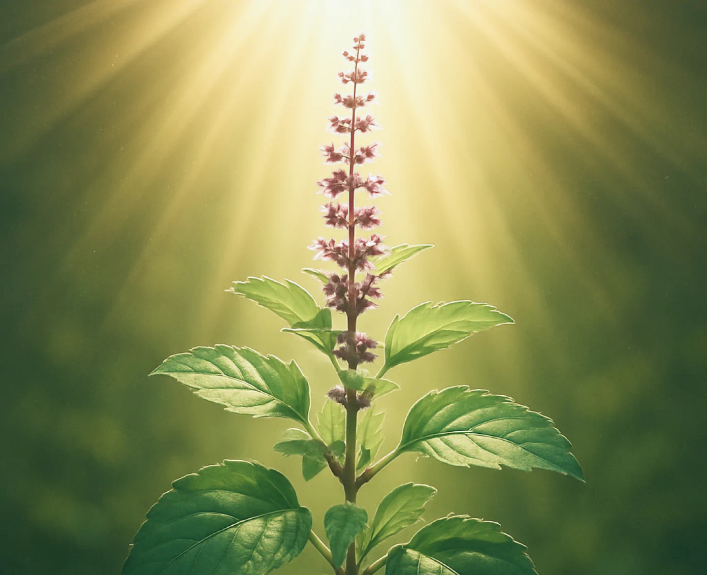 Holy basil (tulsi) plant in sunlight