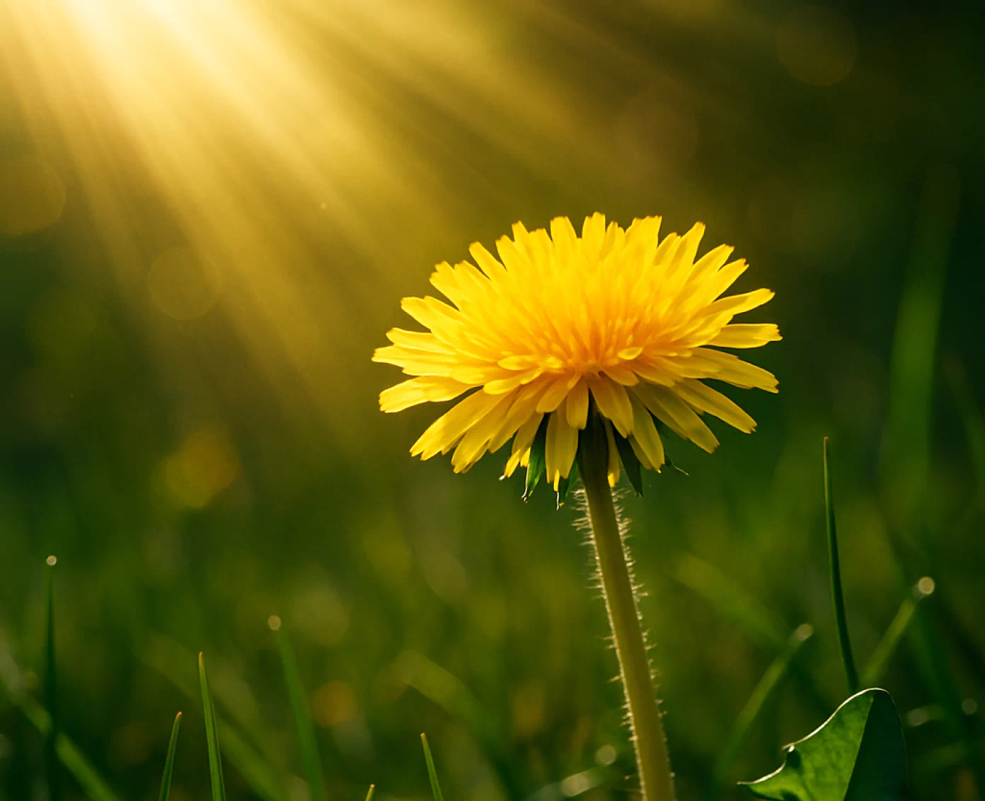 Dandelion flower in sunlight